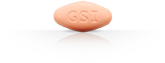 Orange Harvoni hepatitis C treatment pill with "GSI" imprint
